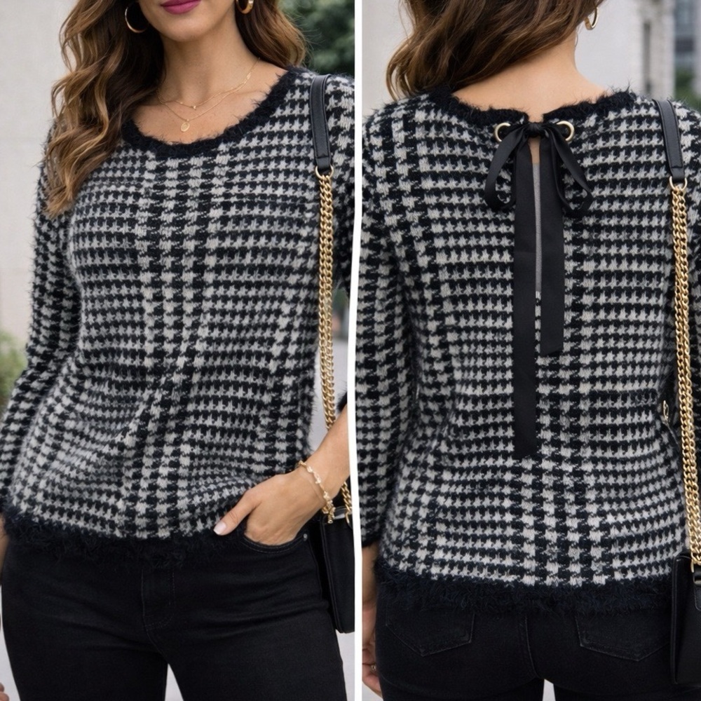 Ava couture fuzzy tie back pullover sweater ❤️